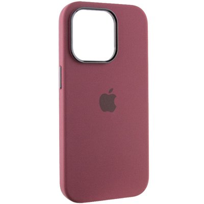 Чохол Silicone Case Metal Buttons (AA) для Apple iPhone 13 Pro Max (6.7"") (Бордовий / Plum)