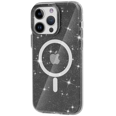 Чехол TPU Galaxy Sparkle (MagFit) для Apple iPhone 15 Pro (6.1") (Черный+Глиттер)