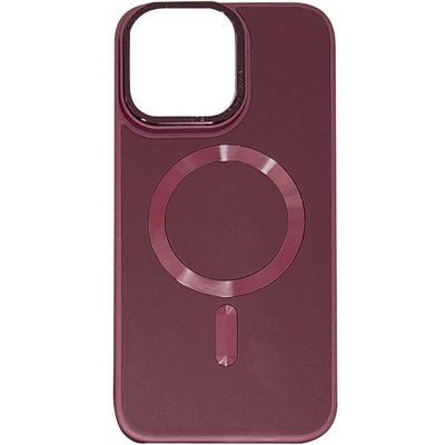 Шкіряний чохол Bonbon Leather Metal Style with MagSafe для Apple iPhone 12 Pro Max (6.7"") (Бордовий / Plum)