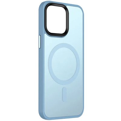 TPU+PC чохол Metal Buttons with MagSafe Colorful для Apple iPhone 13 (6.1"") (Блакитний)