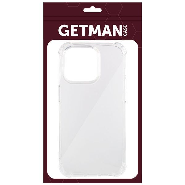 TPU чохол GETMAN Ease logo посилені кути для Apple iPhone 15 Pro Max (6.7"") (Безбарвний (прозорий))