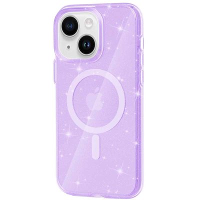Чохол TPU Galaxy Sparkle (MagFit) для Apple iPhone 13 / 14 (6.1"") (Purple+Glitter)