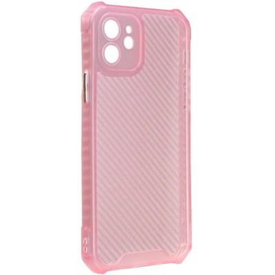 Чехол TPU Ease Carbon color series для Apple iPhone 12 (6.1") (Розовый / Прозрачный)