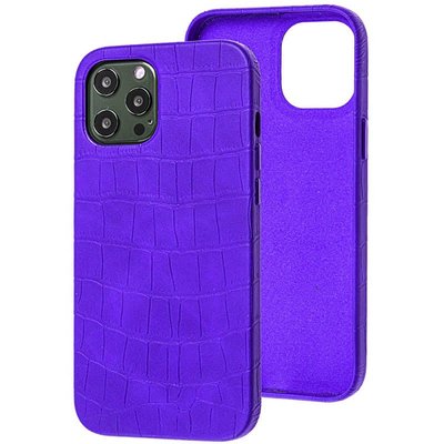 Шкіряний чохол Croco Leather для Apple iPhone 12 Pro Max (6.7"") (Purple)