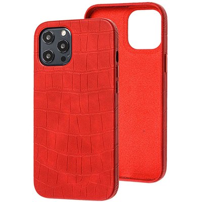Уцінка Шкіряний чохол Croco Leather для Apple iPhone 12 Pro Max (6.7"") (Дефект упаковки / Red)