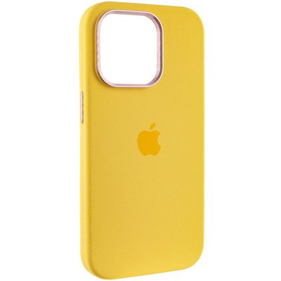Уценка Чехол Silicone Case Metal Buttons (AA) для Apple iPhone 14 Pro (6.1") (Эстетический дефект / Желтый / Sunglow)