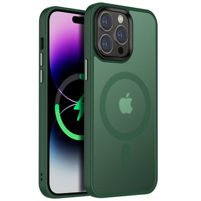 TPU+PC чехол Metal Buttons with MagSafe Colorful для Apple iPhone 15 Pro Max (6.7") (Зеленый)