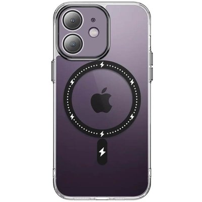 Чехол TPU+PC Colorful with MagSafe для Apple iPhone 12 (6.1") (Black)