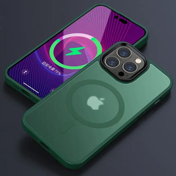 TPU+PC чохол Metal Buttons with MagSafe Colorful для Apple iPhone 15 Pro Max (6.7"") (Зелений)
