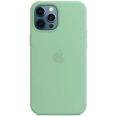 Чохол Silicone case (AAA) full with Magsafe для Apple iPhone 12 Pro Max (6.7"") (Зелений / Pistachio)