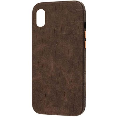 Кожаный чехол Croco Leather для Apple iPhone X / XS (5.8") (Brown)