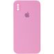 Чохол Silicone Case Square Full Camera Protective (AA) для Apple iPhone XS / X (5.8"") (Рожевий / Light pink)