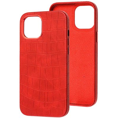 Уценка Кожаный чехол Croco Leather для Apple iPhone 14 Plus (6.7") (Эстетический дефект / Красный)