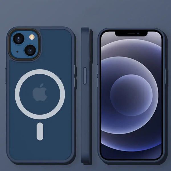 TPU+PC чохол Metal Buttons with MagSafe Colorful для Apple iPhone 15 (6.1"") (Синій)