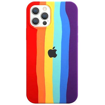 Чохол Silicone case Full Rainbow для Apple iPhone 13 Pro (6.1"") (Червоний / Фіолетовий)