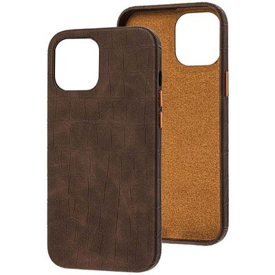 Уцінка Шкіряний чохол Croco Leather для Apple iPhone 12 Pro / 12 (6.1"") (Дефект упаковки / Brown)