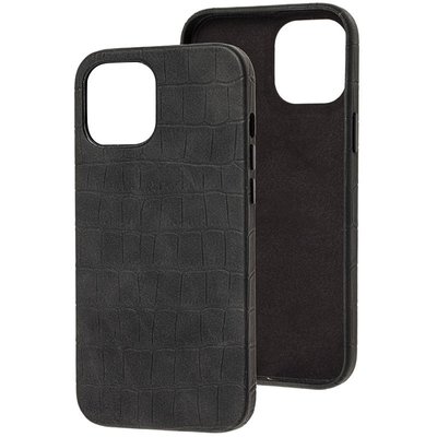 Уцінка Шкіряний чохол Croco Leather для Apple iPhone 13 (6.1"") (Дефект упаковки / Black)