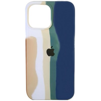 Чохол Silicone case Full Rainbow для Apple iPhone 13 Pro Max (6.7"") (Білий / Синій)