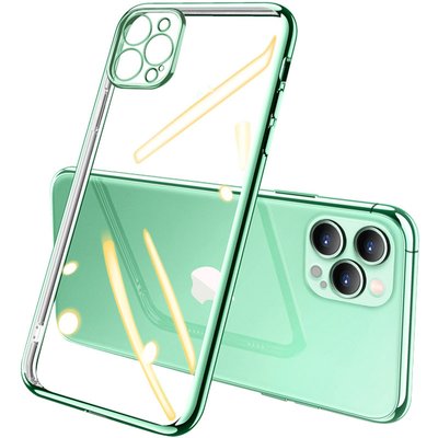 Прозрачный силиконовый чехол глянцевая окантовка Full Camera для Apple iPhone 11 Pro (5.8") (Зеленый)