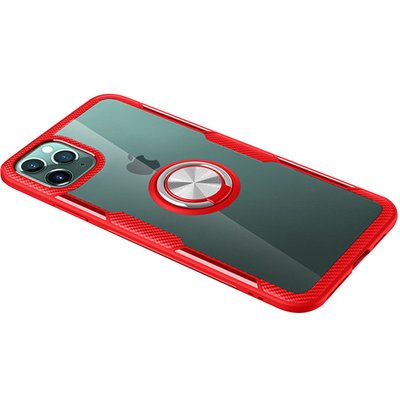 TPU+PC чохол Deen CrystalRing for Magnet (opp) для Apple iPhone 11 Pro Max (6.5"") (Безбарвний / Червоний)