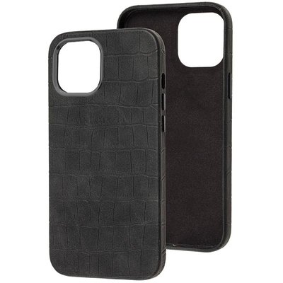 Шкіряний чохол Croco Leather для Apple iPhone 13 Pro (6.1"") (Black)