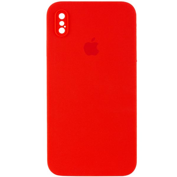 Чохол Silicone Case Square Full Camera Protective (AA) для Apple iPhone XS / X (5.8"") (Червоний / Red)