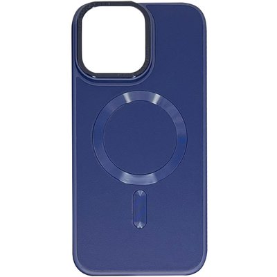 Уцінка Шкіряний чохол Bonbon Leather Metal Style with MagSafe для Apple iPhone 14 Pro (6.1"") (Естетичний дефект / Синій / Navy blue)